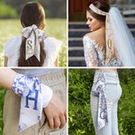 Foulard en soie Toile de Jouy rétro français personnalisé avec l'initiale Daily Party Favor Birthday Gift for Women