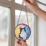 Personalised Stained Glass Style Pet Portrait Photo Suncatcher Ornament with Name Window Balcony Memorial Hanging Decor Birthday Gift for Pet Lovers