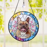 Personalised Stained Glass Style Pet Portrait Photo Suncatcher Ornament with Name Window Balcony Memorial Hanging Decor Birthday Gift for Pet Lovers
