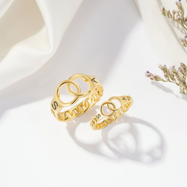 Personalised Handcuffs Interlocking Infinity Ring with Initials Valentine's Day Anniversary Birthday Gift for Female or Male Police Officer Couple