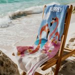 Personalizowany Śmieszny Ręcznik Plażowy Zebra Flamingo Zwierzęta Szybkoschnący Ponadwymiarowy Ręcznik Plażowy z Imieniem Letnie Wakacje Plaża Impreza Prezent dla Przyjaciół Rodziny