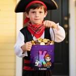 Personalized Cartoon Boy Girl Initial Trick or Treat Bag Sweets Bucket with Name Halloween Party Favors for Kid