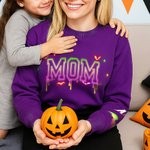 Personalized Neon Effect Bat Star Element Sweatshirt with Title and 1-6 Names Multicolor Available Halloween Costume Holiday Gift for Mom Grandma