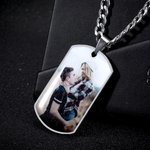 Personalized Stainless Steel Photo Necklace Dog Tag Necklace Birthday Memorial Gift for Men