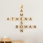 Personlig korsord scrabble pussel trä väggplatta med 1-10 namn heminredning födelsedag inflyttningspresent för familj vän