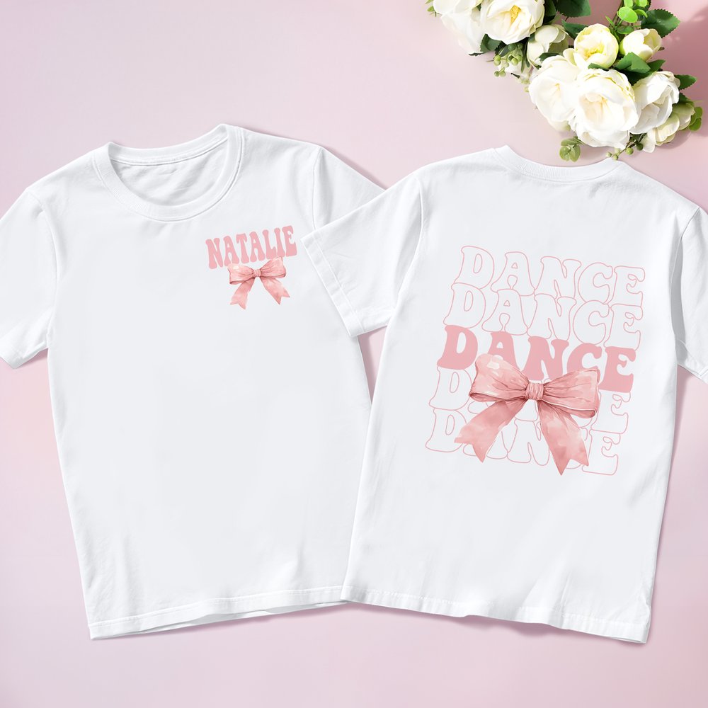 Personalized Dance Coquette Bow Kid Adult T-shirt Sweatshirt Hoodie with Name Birthday Dance Class Team Gift for Dance Lovers Dancers 4