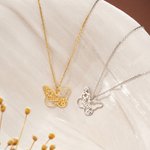 Personalised Butterfly Flower Necklace with Name Minimalist Jewellery Birthday Anniversary Gift for Women