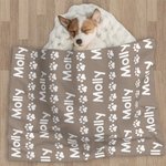Personalized Cute Paw Prints Soft Throw Pet Blanket with Name Pet Birthday Adoption Anniversary Gift for Pet Lovers Owners