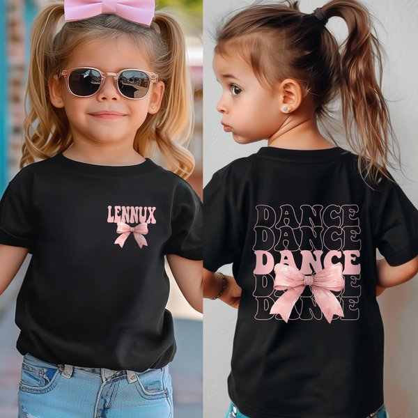 Personalized Dance Coquette Bow Kid Adult T-shirt Sweatshirt Hoodie with Name Birthday Dance Class Team Gift for Dance Lovers Dancers