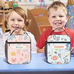 Borsa termica personalizzata per il pranzo multicolore con nome e motivi cartoni animati regalo per ritorno a scuola o compleanni per bambini
