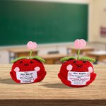 Personalized Cute Apple Gratitude Word Handmade Crochet Doll with Text Desktop Decor Back to School End of Year Appreciation Gift for Teacher