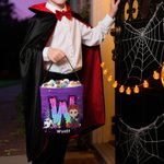 Personalized Cartoon Boy Girl Initial Trick or Treat Bag Sweets Bucket with Name Halloween Party Favors for Kid