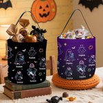 Personalized Fluorescent Ghost Trick or Treat Bag Candy Bucket with Name Halloween Party Favors Gift for Boys Girls