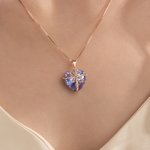 Personalised Heart-Shaped Gemstone Necklace with Birthstone Dainty Jewellery Birthday Anniversary Valentine's Day Gift for Girlfriend Wife