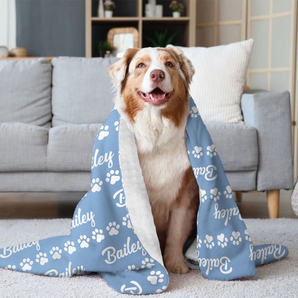 Personalizzato Cute Paw Prints Soft Throw Pet Blanket con nome Pet Birthday Adoption Anniversary Gift for Pet Lovers Owners