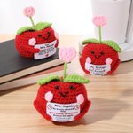 Personalized Cute Apple Gratitude Word Handmade Crochet Doll with Text Desktop Decor Back to School End of Year Appreciation Gift for Teacher