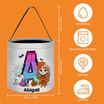 Personalized Cartoon Boy Girl Initial Trick or Treat Bag Sweets Bucket with Name Halloween Party Favors for Kid