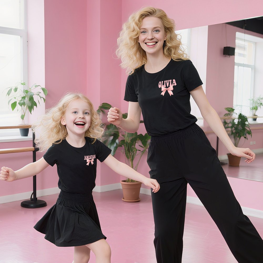 Personalized Dance Coquette Bow Kid Adult T-shirt Sweatshirt Hoodie with Name Birthday Dance Class Team Gift for Dance Lovers Dancers 2