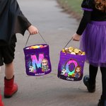 Personalized Cartoon Boy Girl Initial Trick or Treat Bag Sweets Bucket with Name Halloween Party Favors for Kid