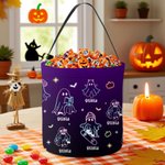 Personalized Fluorescent Ghost Trick or Treat Bag Candy Bucket with Name Halloween Party Favors Gift for Boys Girls