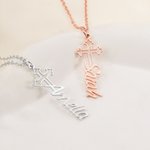 Collana personalizzata con il nome della Santa Croce Gioielli delicati Regalo di compleanno e anniversario per le donne