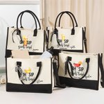 Personalised Oh Sip Girls Trip Drinks Large Canvas Tote Bag with Name and  Shoulder Strap Travel Daily Use Vacation Gift for Women Girls