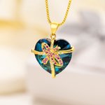 Personalised Heart-Shaped Gemstone Necklace with Birthstone Dainty Jewellery Birthday Anniversary Valentine's Day Gift for Girlfriend Wife