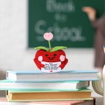 Personalized Cute Apple Gratitude Word Handmade Crochet Doll with Text Desktop Decor Back to School End of Year Appreciation Gift for Teacher