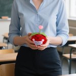 Personalized Cute Apple Gratitude Word Handmade Crochet Doll with Text Desktop Decor Back to School End of Year Appreciation Gift for Teacher