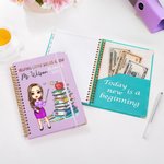 Personalized Books Apple Cartoon Teaching Character 2026 Planner Name A5 Notebook with Weekly Planning Pages Teacher's Day Birthday Gift for Teachers
