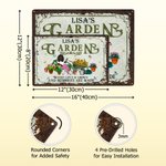 Personalised Retro Garden Cartoon Character Metal Sign with Name Garden Yard Decor Housewarming Birthday Gift for Mom Grandma Friends Gardening Lovers