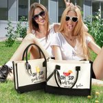Personalised Oh Sip Girls Trip Drinks Large Canvas Tote Bag with Name and  Shoulder Strap Travel Daily Use Vacation Gift for Women Girls