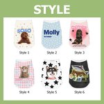 Personalized Retro Star Bow Photo Design 100% Cotton Pet Vest with Name Pet Party Birthday Gift for Dog Cat Pet Owners