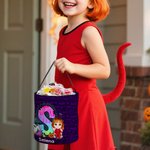 Personalized Cartoon Boy Girl Initial Trick or Treat Bag Sweets Bucket with Name Halloween Party Favors for Kid