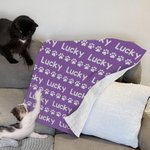 Personalized Cute Paw Prints Soft Throw Pet Blanket with Name Pet Birthday Adoption Anniversary Gift for Pet Lovers Owners