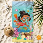 Asciugamano da spiaggia verticale personalizzato in microfibra con nome e stampa degli animali marini ad asciugatura rapida regalo per bambini
