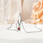 Personalizada Birthstone Estetoscopio Cruz Collar Joyería Religiosa Regalo de cumpleaños para las mujeres cristianas Enfermeras Médicos
