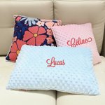 Coussin en Tissu Minky au Dos Personnalisée avec Nom Brodé et Motif de Fleur Danoise Décoration de Chambre Cadeau Anniversaire pour Famille