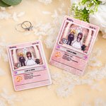 Gepersonaliseerde Schattige Pixel Paar Karakter TCG Klassieke Poke Kaart met Tekst en Houten Houder Bruiloft Valentijnsdag Verjaardagscadeau voor Paar
