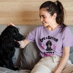 Personlig 3D-tecknad hund Livet är bättre med T-shirt Sweatshirt med namn Födelsedag Adoption Jubileumspresent för hundmammor Hundälskare