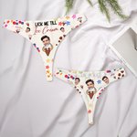 Personalised Lick Me Till Ice Cream Sexy Thong Brief with Photo Honeymoon Travel Valentine's Day Gift for Wife Girlfriend
