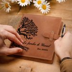 Funda de cuaderno A5 personalizada de cuero PU con nombre y diseño de árbol de vida regalo del Día de la Madre o cumpleaños para familiares
