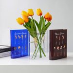 Fiori di nascita personalizzati da 1 a 10 Vaso di libri trasparenti con nome e titolo Decorazione per la stanza della libreria Regalo di compleanno per la madre, la nonna e gli amanti dei libri