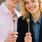 Personalised Vintage Cake Forks Knife Server Cutting Set with Engraving Text and Box Anniversary Wedding Engagement Gift for Couple Newlyweds