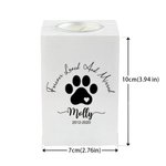 Personalized Dog Cat Paw Print Name Wooden Candle Holder with Candle Cup Text and Date Loss of Pet Sympathy Memorial Gift for Pet Owner