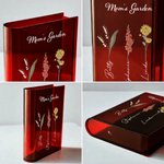Fiori di nascita personalizzati da 1 a 10 Vaso di libri trasparenti con nome e titolo Decorazione per la stanza della libreria Regalo di compleanno per la madre, la nonna e gli amanti dei libri