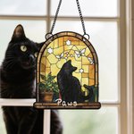 Personalized Stained Glass Effect Black Cat Acrylic Ornament Window Balcony Decor Birthday Gift for Friend Family Pet Lover