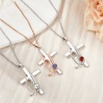 Personalizada Birthstone Estetoscopio Cruz Collar Joyería Religiosa Regalo de cumpleaños para las mujeres cristianas Enfermeras Médicos