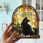 Personalized Stained Glass Effect Black Cat Acrylic Ornament Window Balcony Decor Birthday Gift for Friend Family Pet Lover