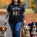 Personlig 3D-tecknad hund Livet är bättre med T-shirt Sweatshirt med namn Födelsedag Adoption Jubileumspresent för hundmammor Hundälskare